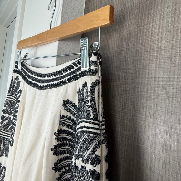 Anthropologie Ollari Cream Embellished Wide Leg Pants - Picture 10 of 16